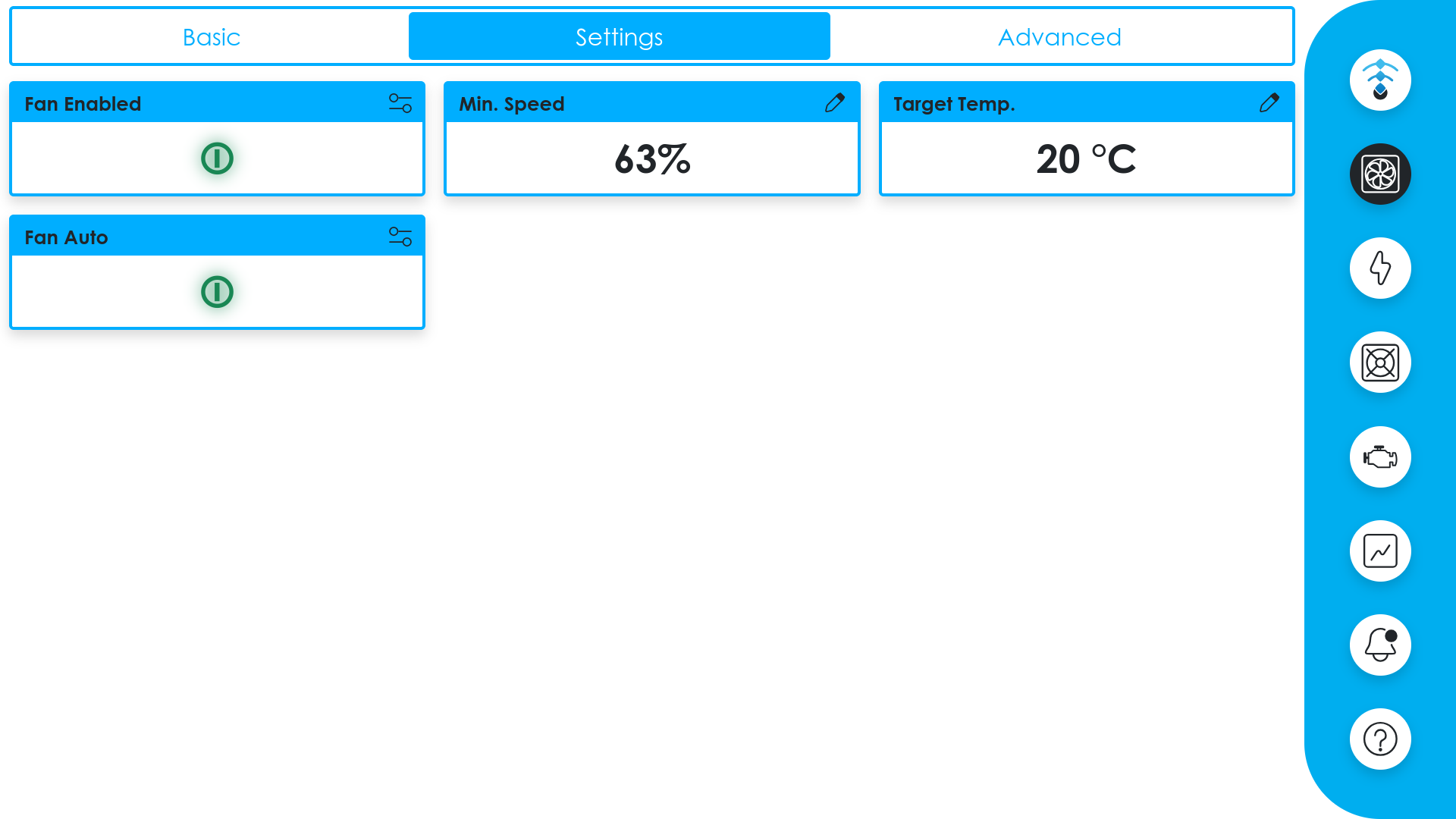 Climate - Settings tab