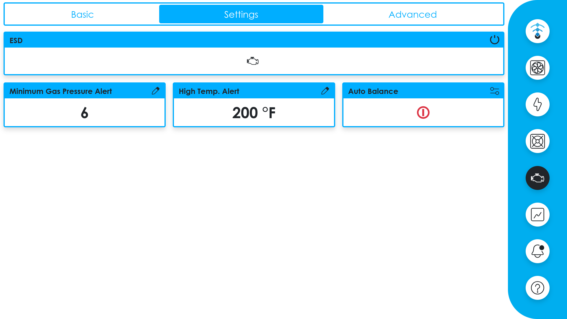 Engine - Settings tab