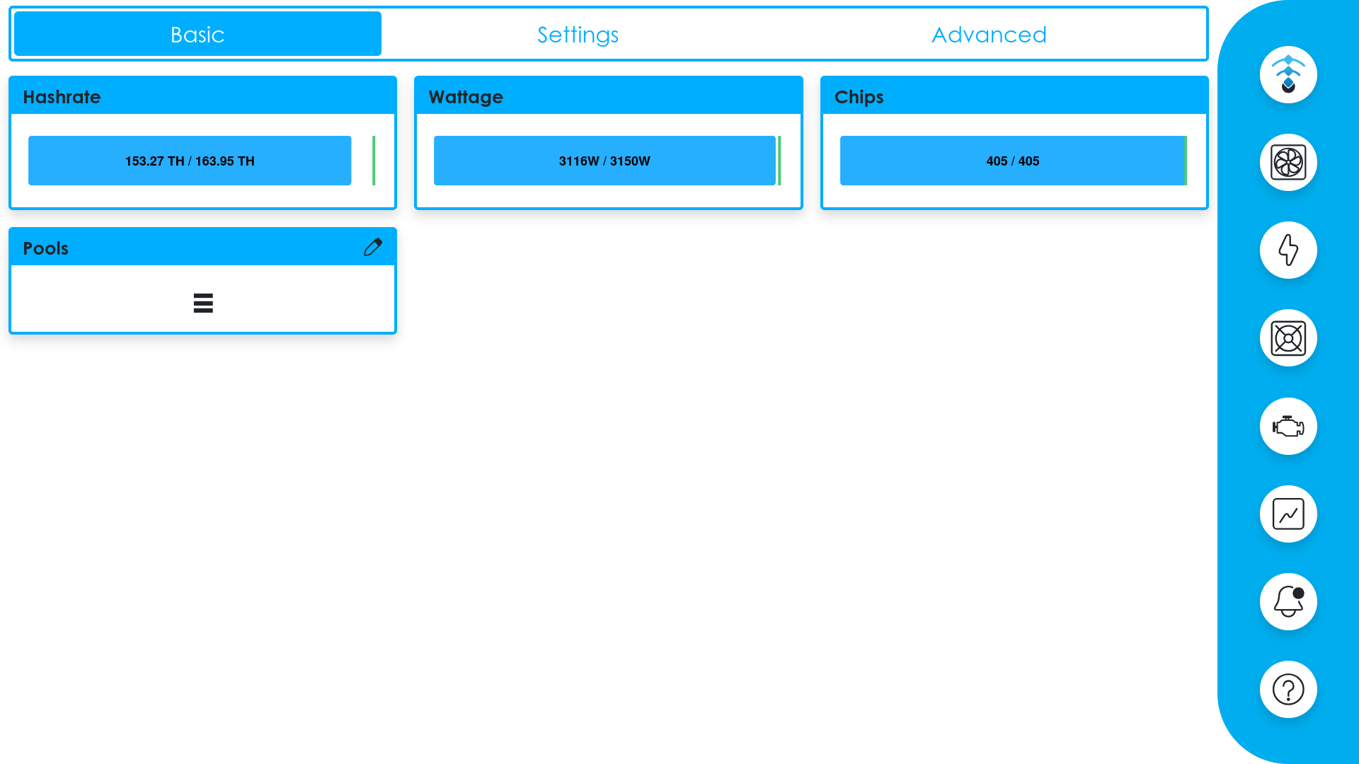 Miner detail - Basic tab