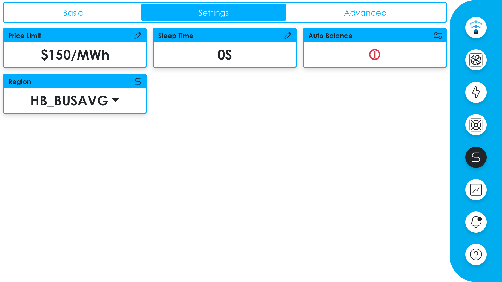 Market Sync - Settings tab